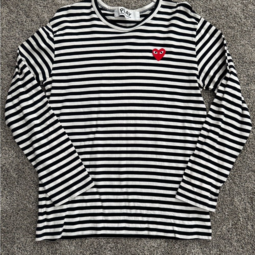 Comme des Garçons PLAY Black and White Striped Tee